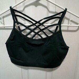 Women's Dark Green Strappy Sports Bra